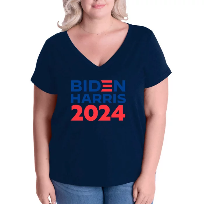 Biden Harris 2024 Women's V-Neck Plus Size T-Shirt