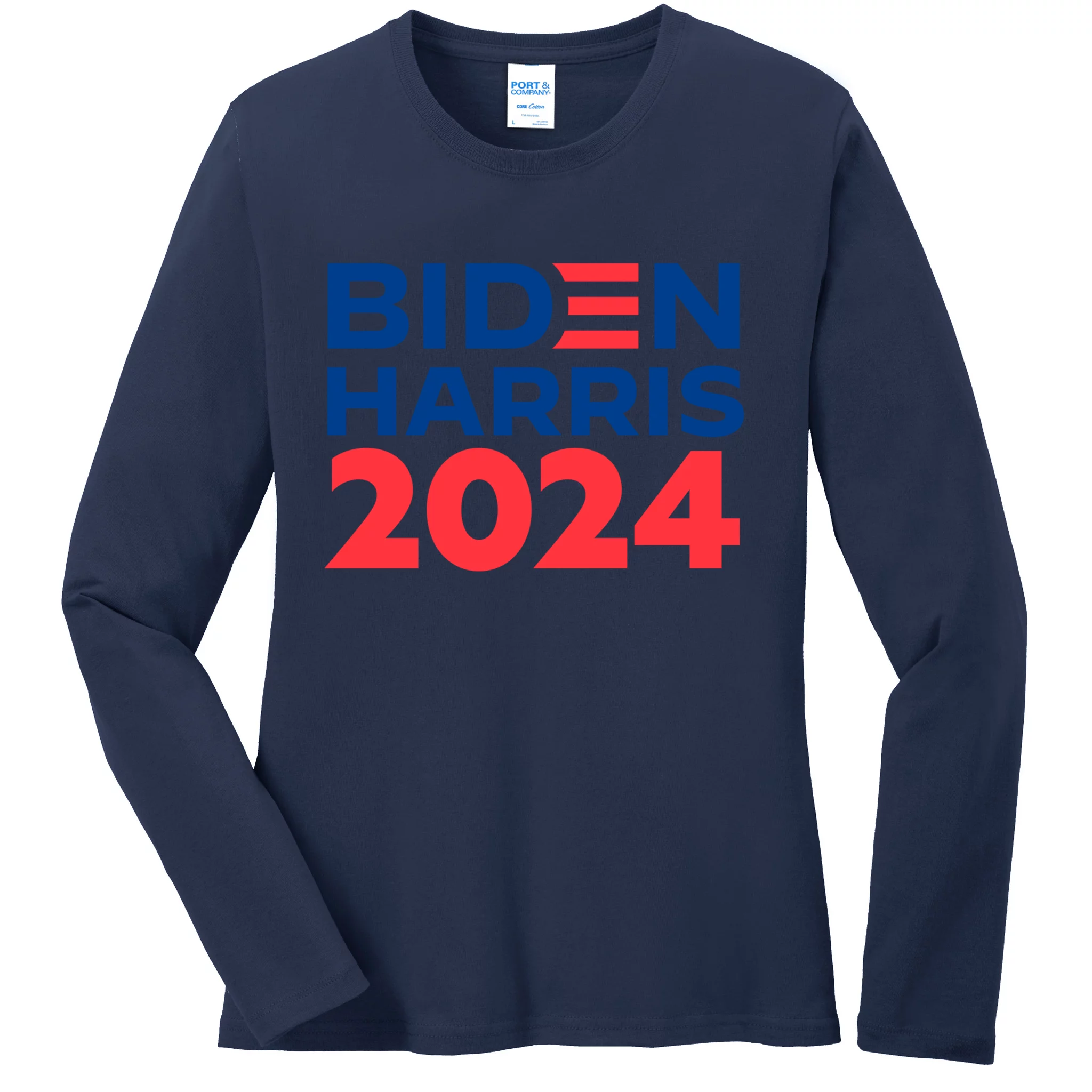 Biden Harris 2024 Ladies Missy Fit Long Sleeve Shirt