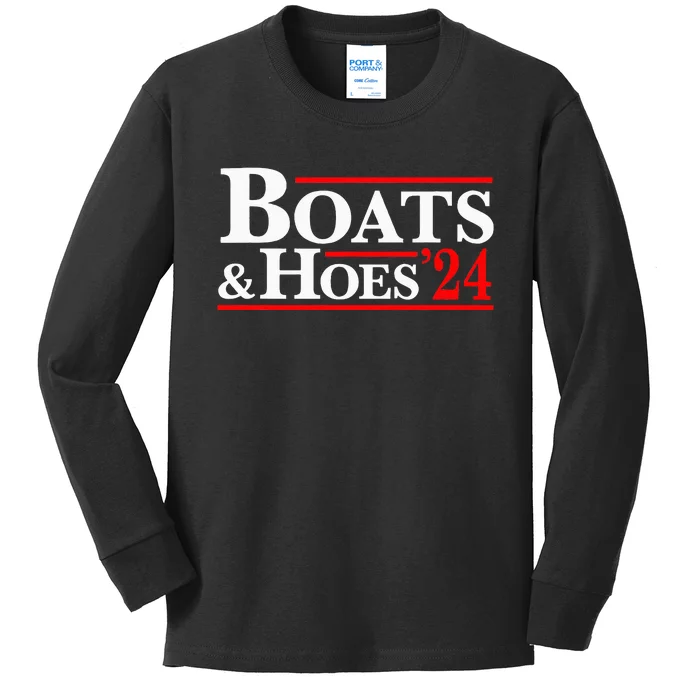 Boats & Hoes 24 Vintage Logo Kids Long Sleeve Shirt