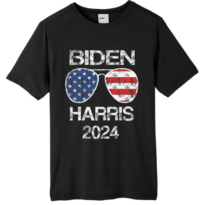 Biden Harris 2024 Retro Vintage American Flag Sunglasses ChromaSoft Performance T-Shirt