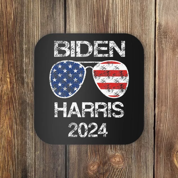 Biden Harris 2024 Retro Vintage American Flag Sunglasses Coaster