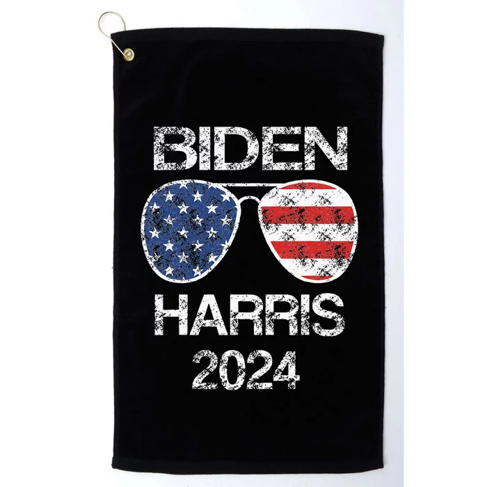 Biden Harris 2024 Retro Vintage American Flag Sunglasses Platinum Collection Golf Towel