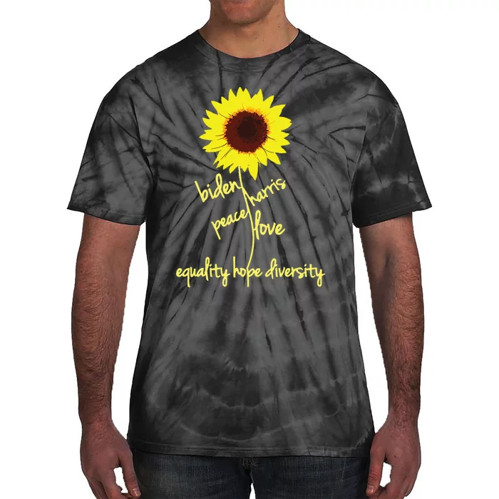 Biden Harris 2024 Peace Love Equality Hope Diversity Flower Tie-Dye T-Shirt