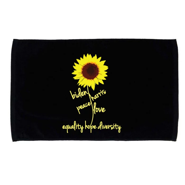 Biden Harris 2024 Peace Love Equality Hope Diversity Flower Microfiber Hand Towel