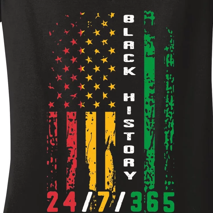 Black History 247365 African American Flag African Women's V-Neck T-Shirt