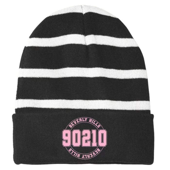 Beverly Hills 90210 Circle Collegiate Striped Beanie with Solid Band