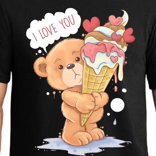 Bear Holding A Melting Ice Cream Love Gift Pajama Set