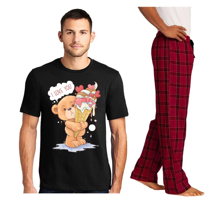 Bear Holding A Melting Ice Cream Love Gift Pajama Set