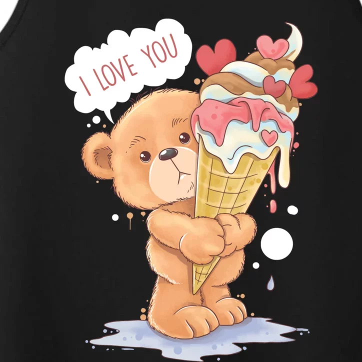 Bear Holding A Melting Ice Cream Love Gift Performance Tank