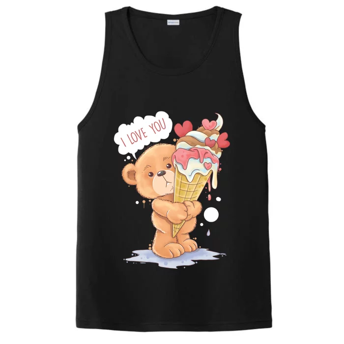 Bear Holding A Melting Ice Cream Love Gift Performance Tank