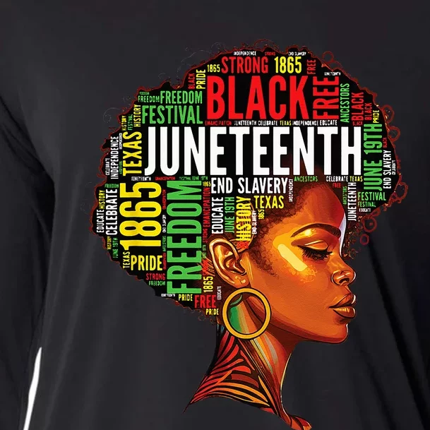 Black History Afro Queen Melanin Rd Art Juneteenth Cooling Performance Long Sleeve Crew