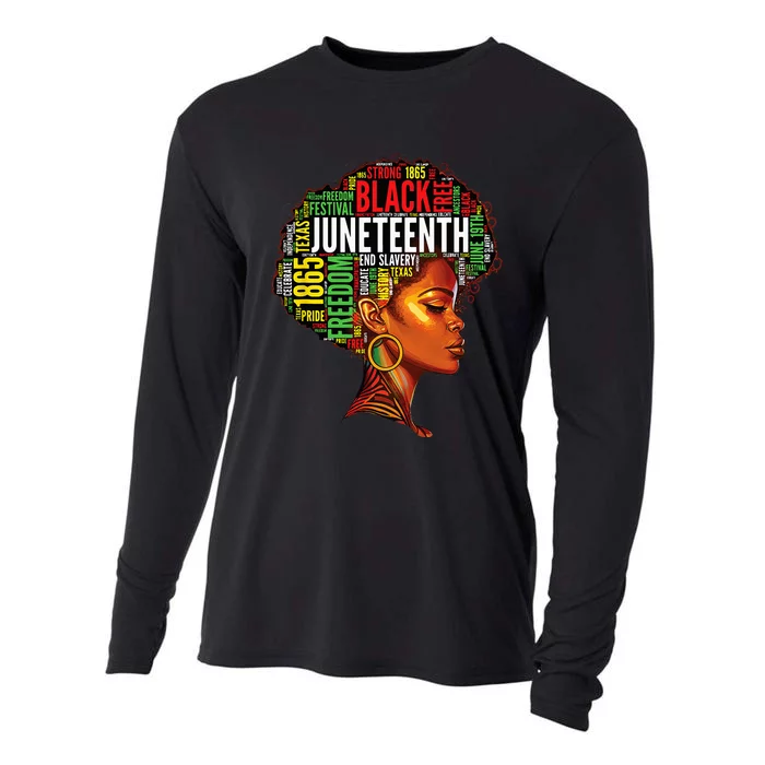 Black History Afro Queen Melanin Rd Art Juneteenth Cooling Performance Long Sleeve Crew