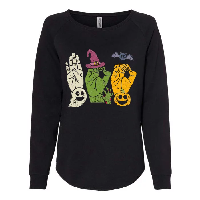 Boo Hands American Sign Language Pride Asl Halloween Witch Womens California Wash Sweatshirt