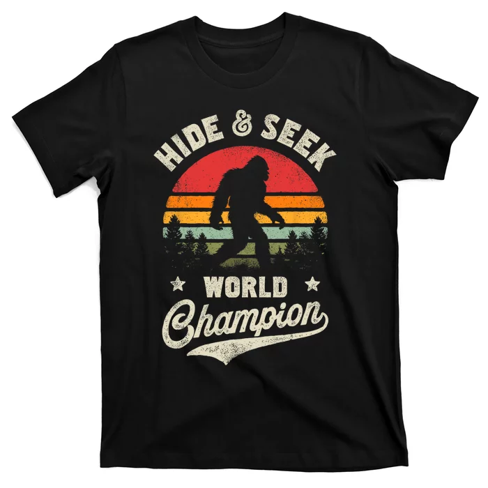 Bigfoot Hide And Seek World Champion Sasquatch Retro Vintage T-Shirt