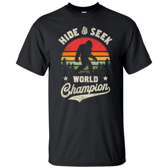 Bigfoot Hide And Seek World Champion Sasquatch Retro Vintage Tall T-Shirt