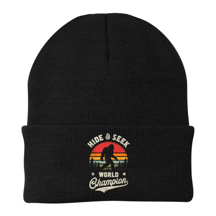 Bigfoot Hide And Seek World Champion Sasquatch Retro Vintage Knit Cap Winter Beanie