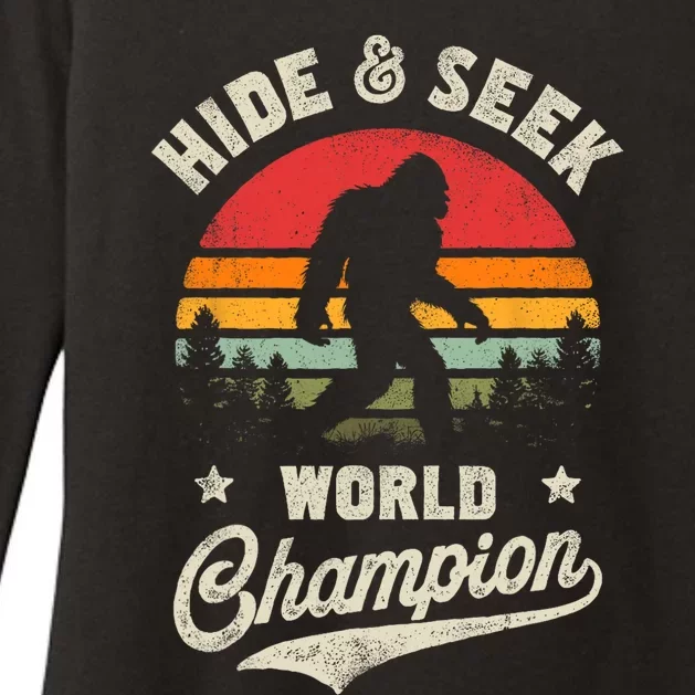 Bigfoot Hide And Seek World Champion Sasquatch Retro Vintage Womens CVC Long Sleeve Shirt