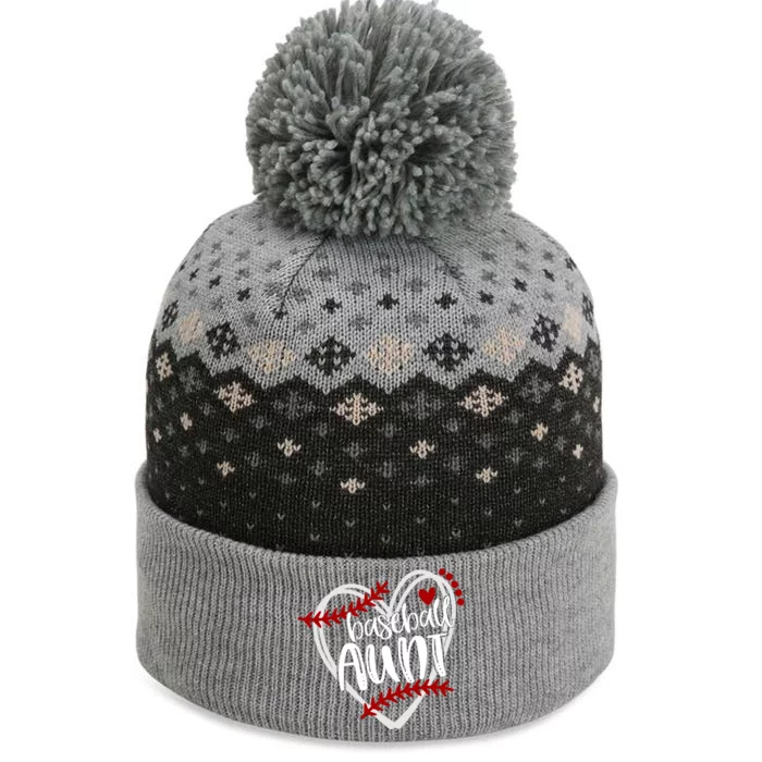 Baseball Heart Aun Auntie Gift Trendy Gift The Baniff Cuffed Pom Beanie