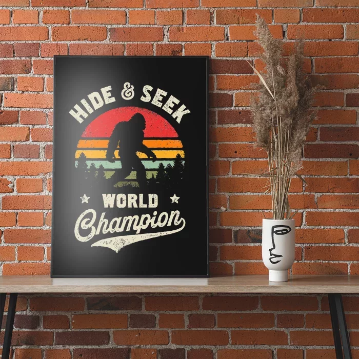 Bigfoot Hide And Seek World Champion Sasquatch Retro Vintage Poster