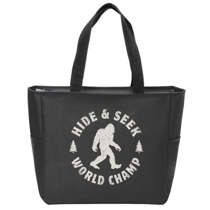 Bigfoot Hide And Seek World Champion Sasquatch Retro Vintage Zip Tote Bag