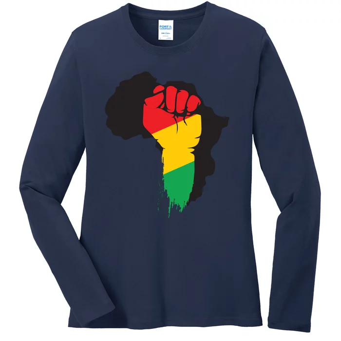 Black History African Maps Ladies Long Sleeve Shirt