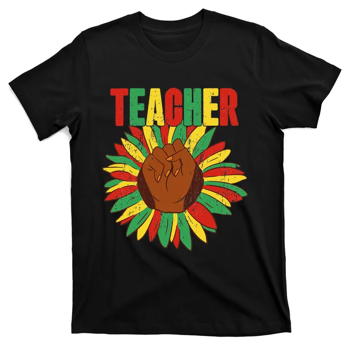 Black History African American Teacher Juneteenth Flower T-Shirt