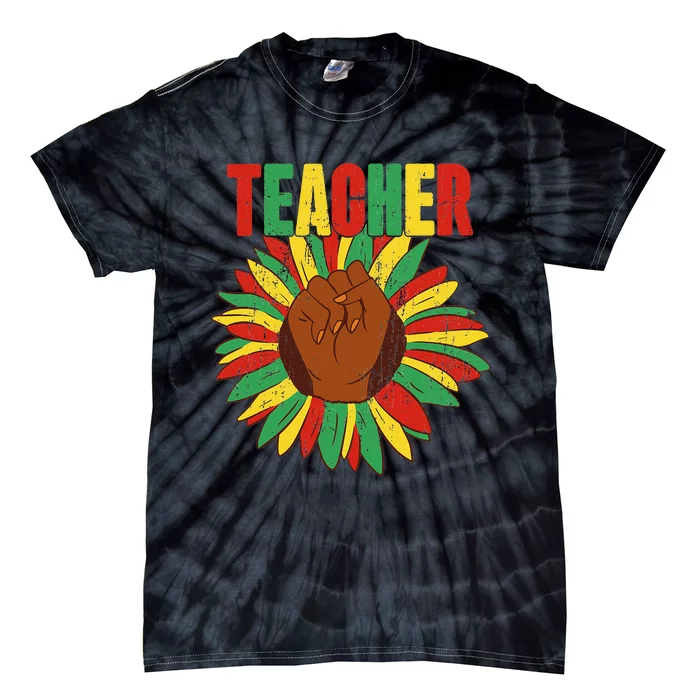 Black History African American Teacher Juneteenth Flower Tie-Dye T-Shirt