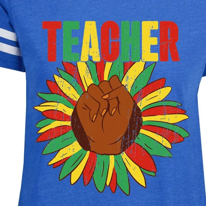 Black History African American Teacher Juneteenth Flower Enza Ladies Jersey Football T-Shirt
