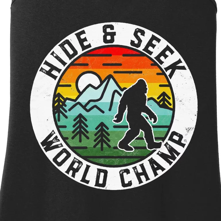 Bigfoot Hide And Seek World Champ Sasquatch Silhouette Ladies Essential Tank