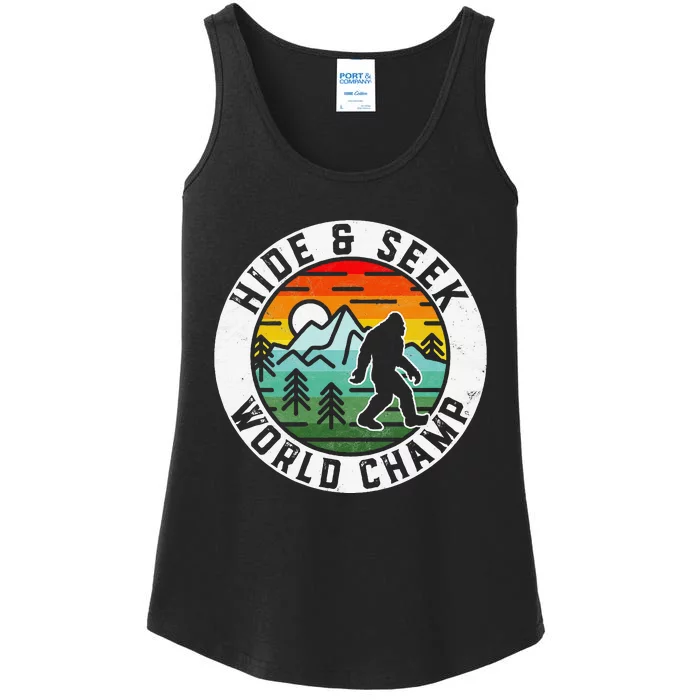 Bigfoot Hide And Seek World Champ Sasquatch Silhouette Ladies Essential Tank