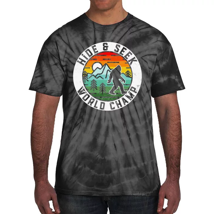 Bigfoot Hide And Seek World Champ Sasquatch Silhouette Tie-Dye T-Shirt