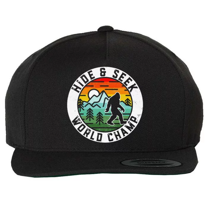 Bigfoot Hide And Seek World Champ Sasquatch Silhouette Wool Snapback Cap