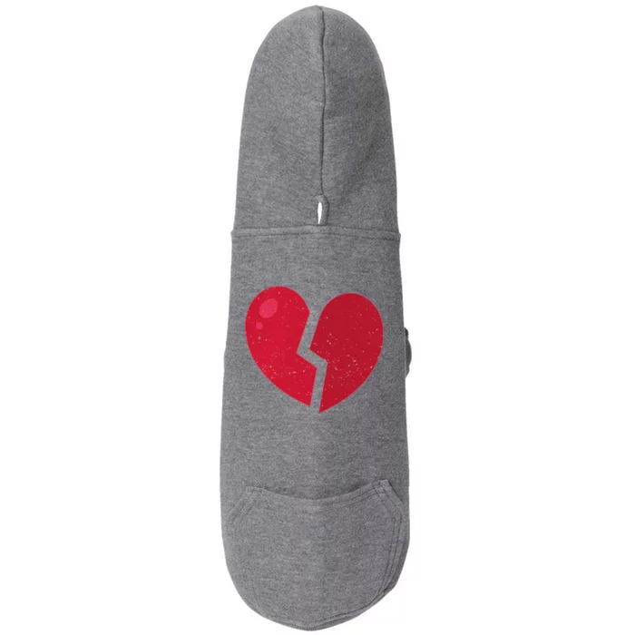 Broken Heart Anti Valentine's Day Funny Distressed Heart Premium Doggie 3-End Fleece Hoodie