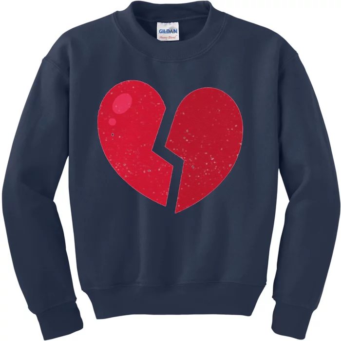 Broken Heart Anti Valentine's Day Funny Distressed Heart Premium Kids Sweatshirt