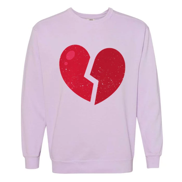 Broken Heart Anti Valentine's Day Funny Distressed Heart Premium Garment-Dyed Sweatshirt