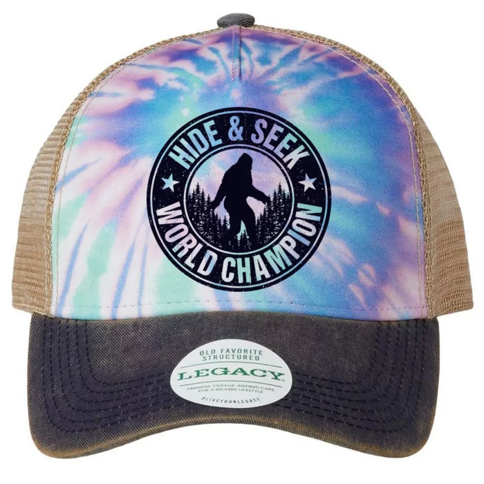 Bigfoot Hide And Seek World Champion Retro Vintage Sasquatch Legacy Tie Dye Trucker Hat