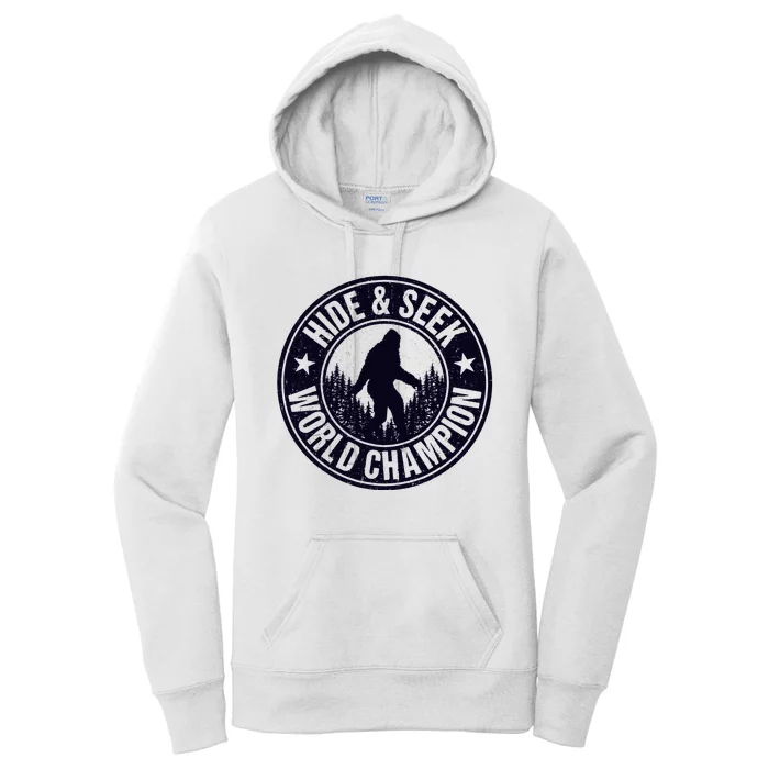 Bigfoot Hide And Seek World Champion Retro Vintage Sasquatch Women's Pullover Hoodie