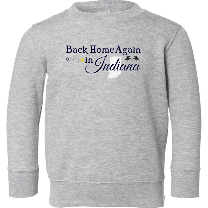 Back Home Again Indiana Checkered Flag Toddler Sweatshirt