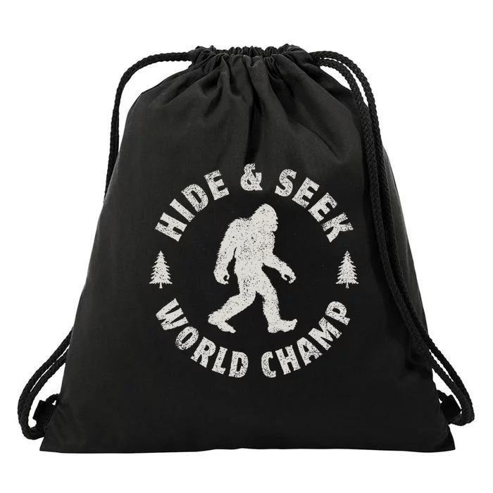 Bigfoot Hide And Seek World Champion Sasquatch Retro Vintage= Drawstring Bag