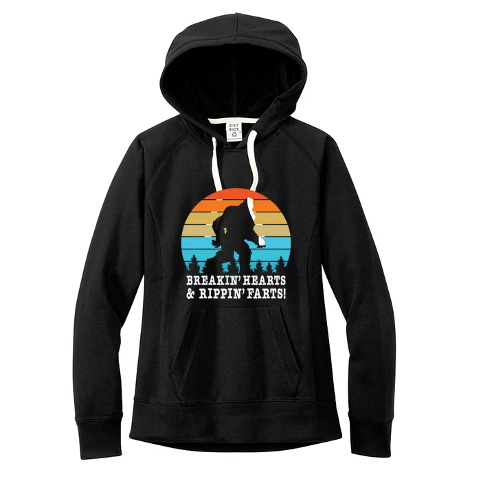 Breakin Hearts And Rippin Farts Bigfoot Women's Fleece Hoodie