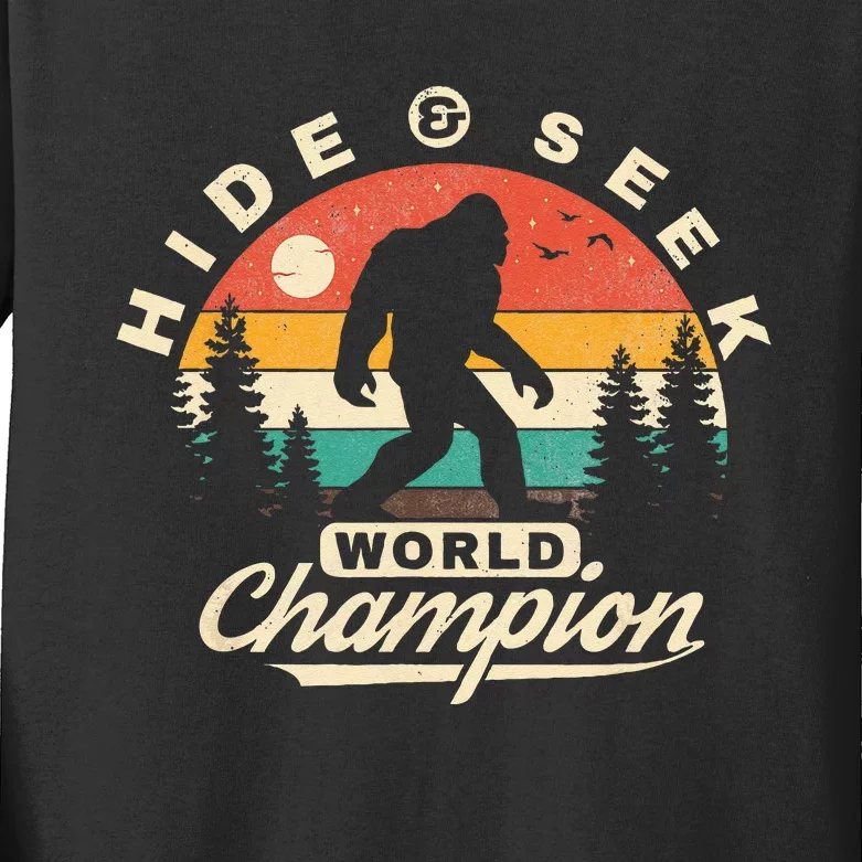 Bigfoot Hide And Seek World Champion Sasquatch Kids Long Sleeve Shirt