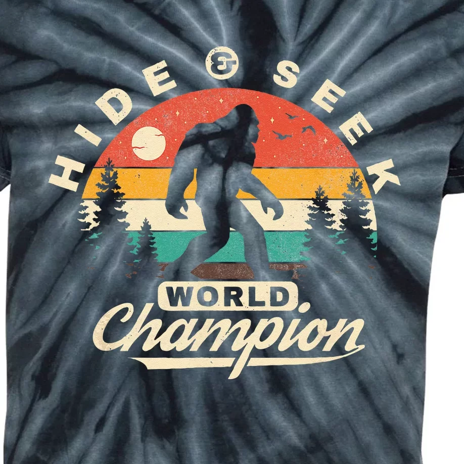 Bigfoot Hide And Seek World Champion Sasquatch Kids Tie-Dye T-Shirt