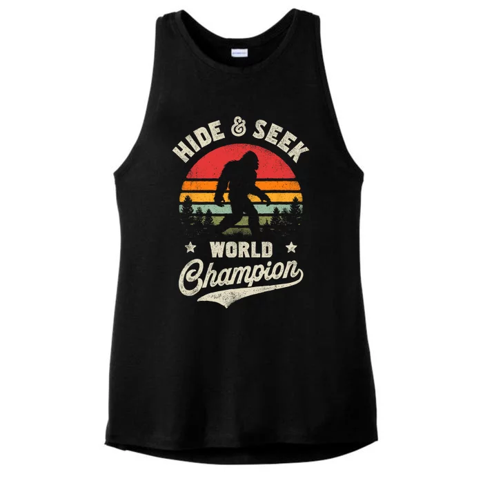 Bigfoot Hide And Seek World Champion Sasquatch Retro Vintage Ladies Tri-Blend Wicking Tank