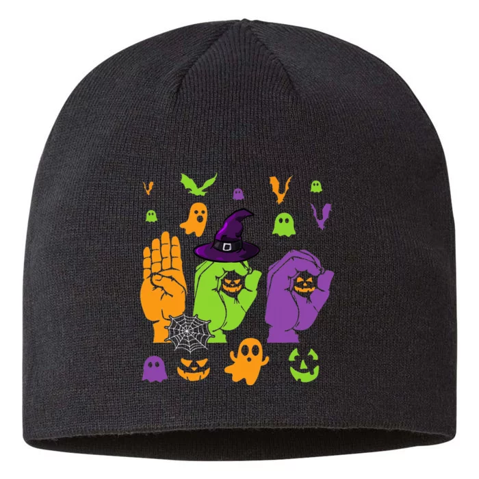 Boo Hands American Sign Language ASL Halloween Pride 8 1/2in Sustainable Knit Beanie