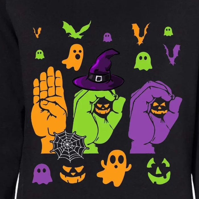 Boo Hands American Sign Language ASL Halloween Pride Womens California Wash Sweatshirt