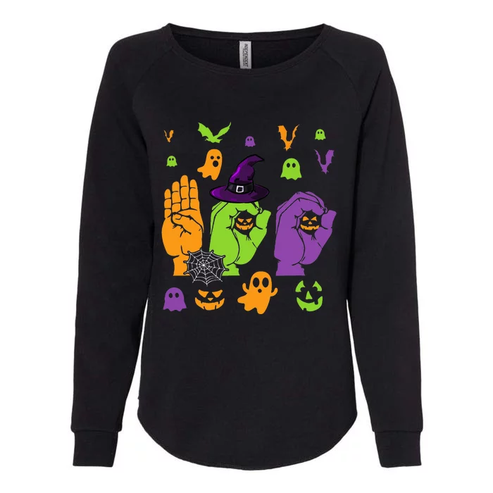 Boo Hands American Sign Language ASL Halloween Pride Womens California Wash Sweatshirt