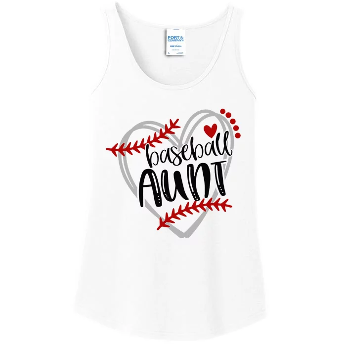 Baseball Heart AUN Auntie Trendy Ladies Essential Tank