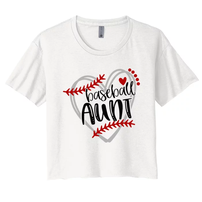 Baseball Heart AUN Auntie Trendy Women's Crop Top Tee