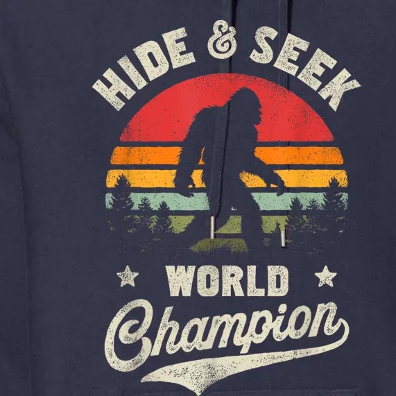 Bigfoot Hide And Seek World Champion Sasquatch Retro Vintage Premium Hoodie