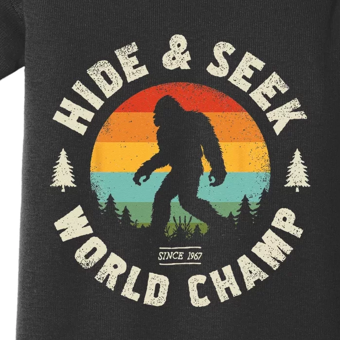 Bigfoot Hide And Seek World Champion Sasquatch Retro Vintage Baby Bodysuit